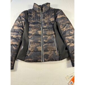 Aqua Athletic Womens‎ Camo Print Puffer Jacket Full Zip Up Small NEW